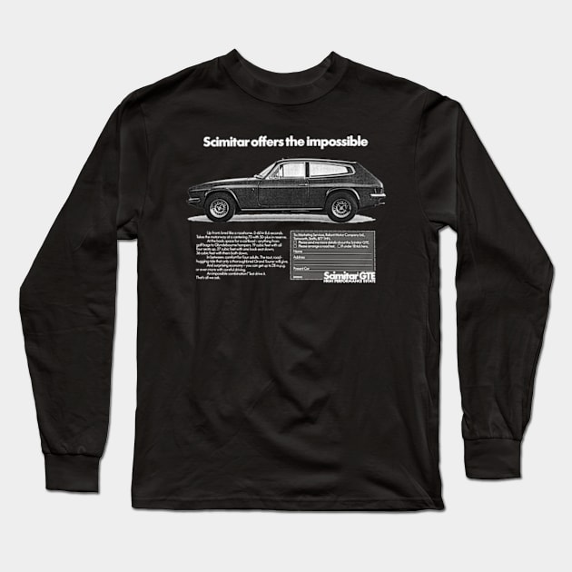 RELIANT SCIMITAR GTE - advert Long Sleeve T-Shirt by Throwback Motors